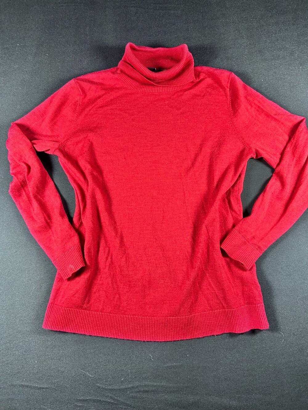 Pendleton Womens XL Sweater Red 100% Merino Wool Ribbed Turtleneck Top